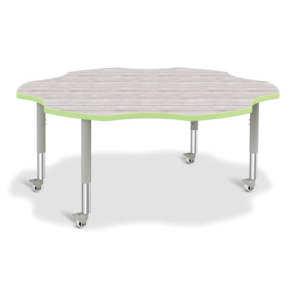 Berries Six Leaf Activity Table, Mobile, Driftwood Gray/Key Lime/Gray